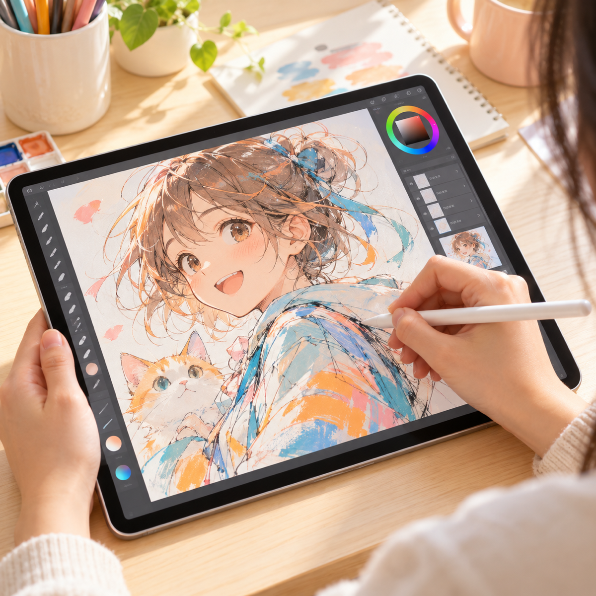 タブレットや紙でアニメ・漫画風のキャラクターを描くイラストレッスン