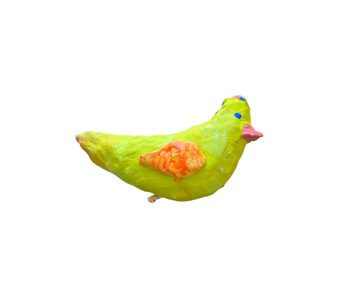 子どもが作った黄色い鳥の作品